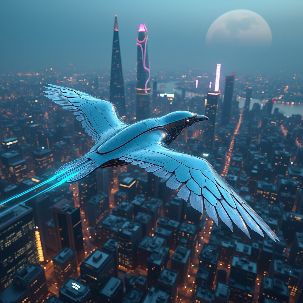 AI sci-fi Bird over London